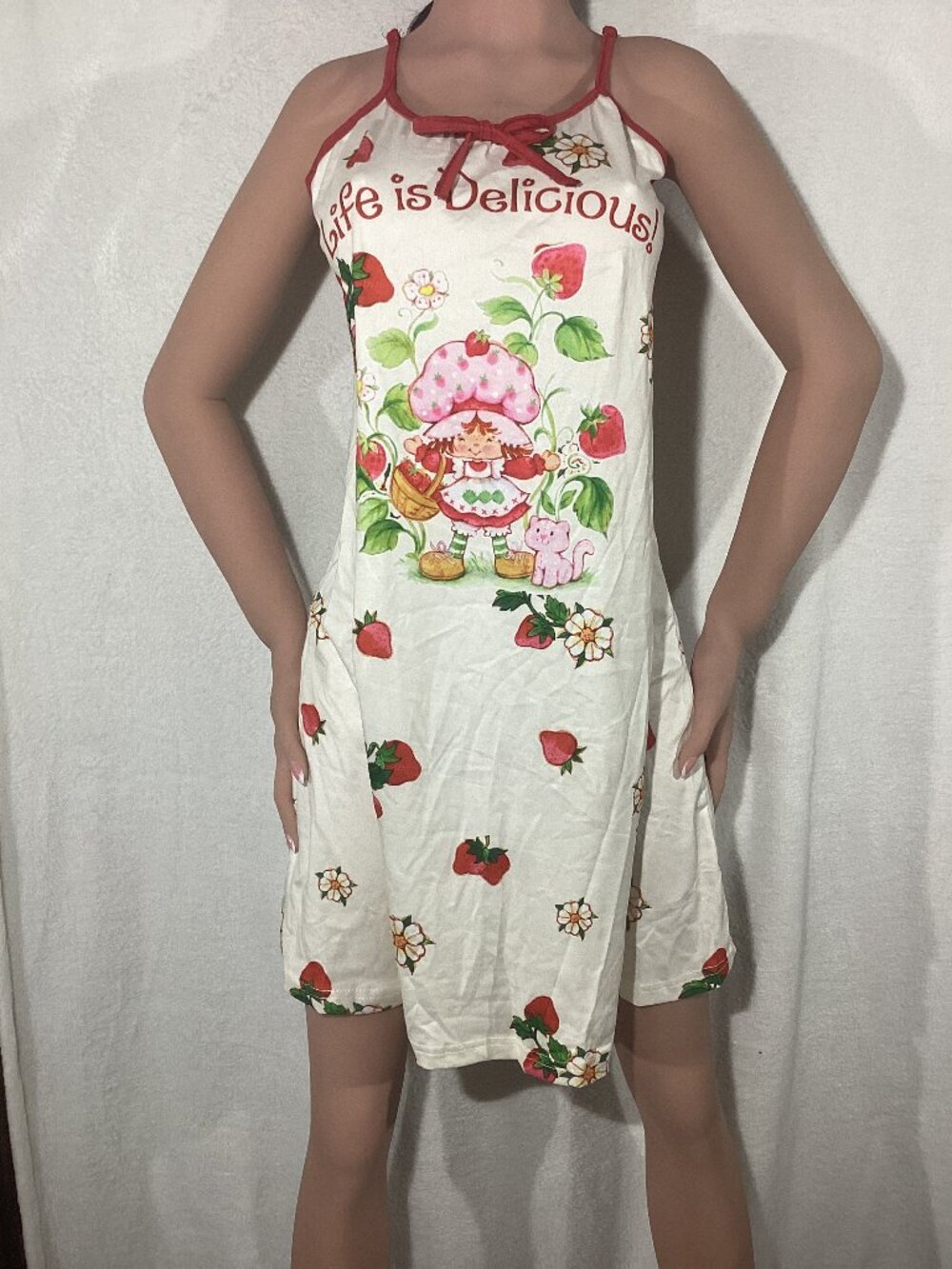 NWT Deadstock Strawberry Shortcake "Life Is Delicious" Cami Nightgown Dress XS